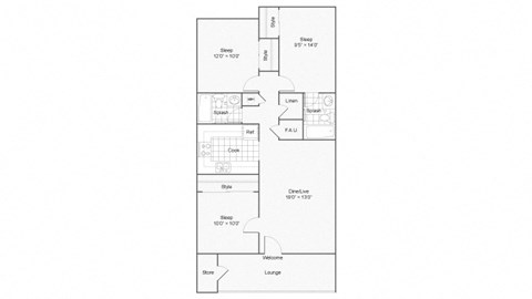 Three Bedroom C1 Floor Plan at The District